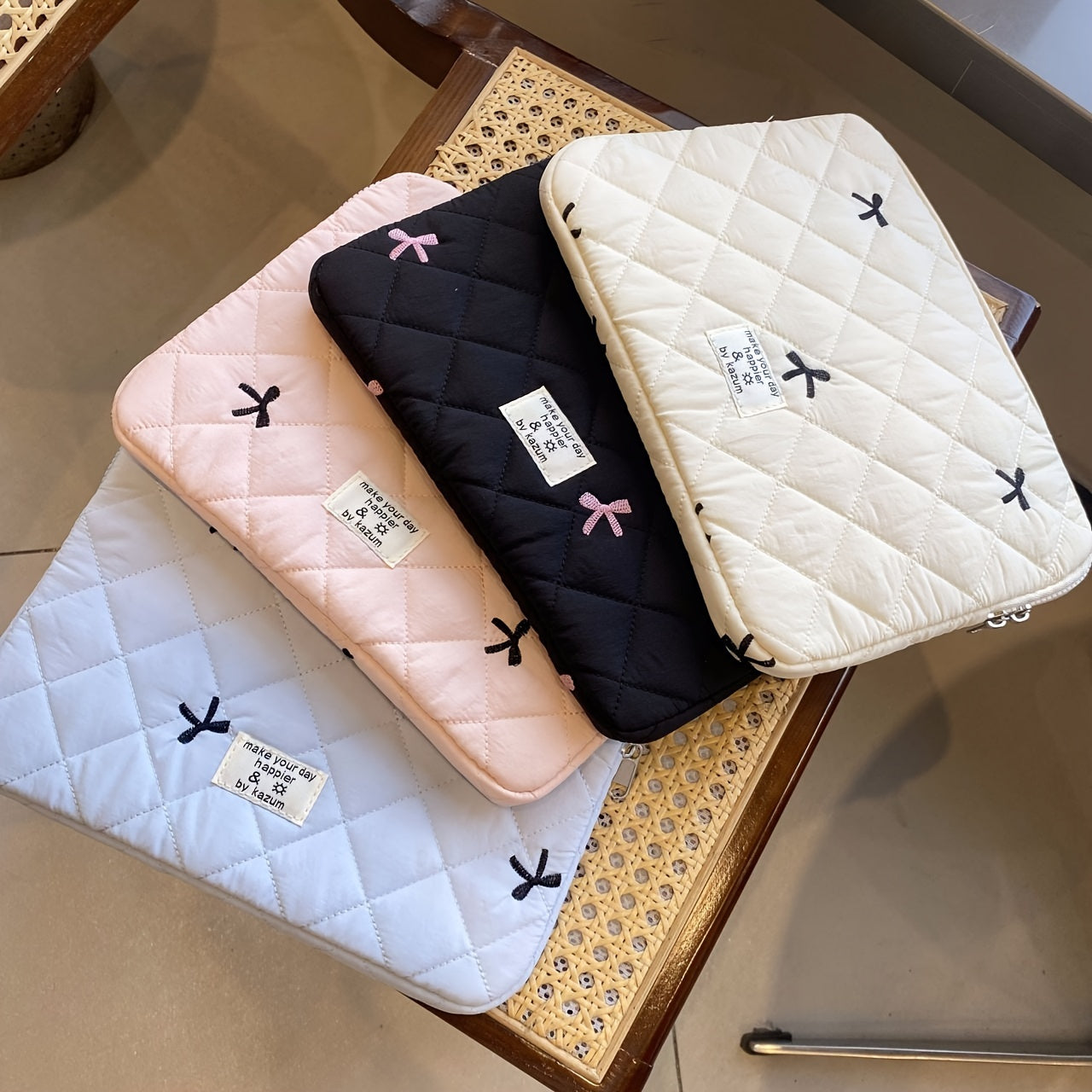 Ballet Style Bow Embroidered Polyester Laptop Bag for 10-15.6 Inch Devices