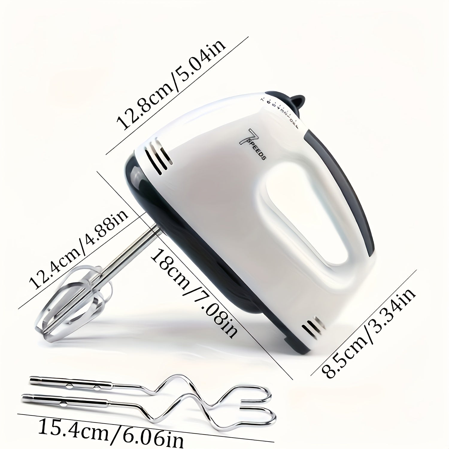 Electric Handheld Mixer Stainless Steel 15-Speed Portable Kitchen Appliance