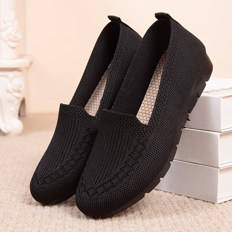 Women's Knitted Slip-On Shoes Breathable Mesh Walking Footwear