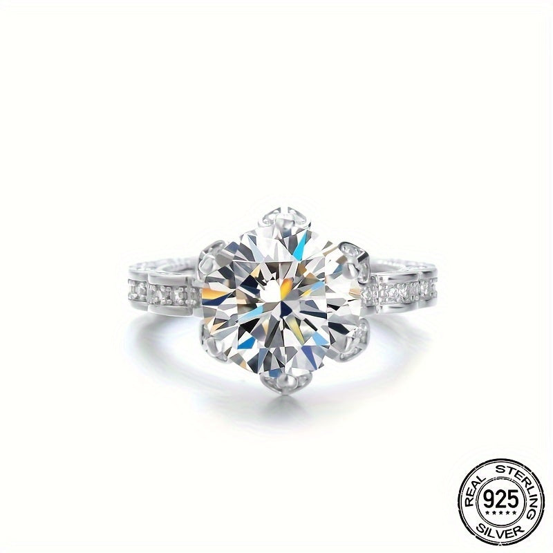 S925 Silver Moissanite Wedding Ring 8.2g 18k White Gold Plated 5 Layers