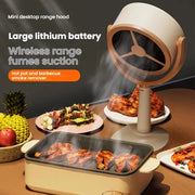 Новая USB-заряжаемая универсальная кухонная вытяжка с абсорбцией, может быть установлена или подвешена, компактный дизайн для рабочего стола, неограниченное поглощение дыма — необходимый аксессуар для устранения кухонных паров.