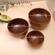 Wooden Bowl for Rice Soup Noodles Durable Indoor Outdoor Anti-Scald Kitchen Tableware