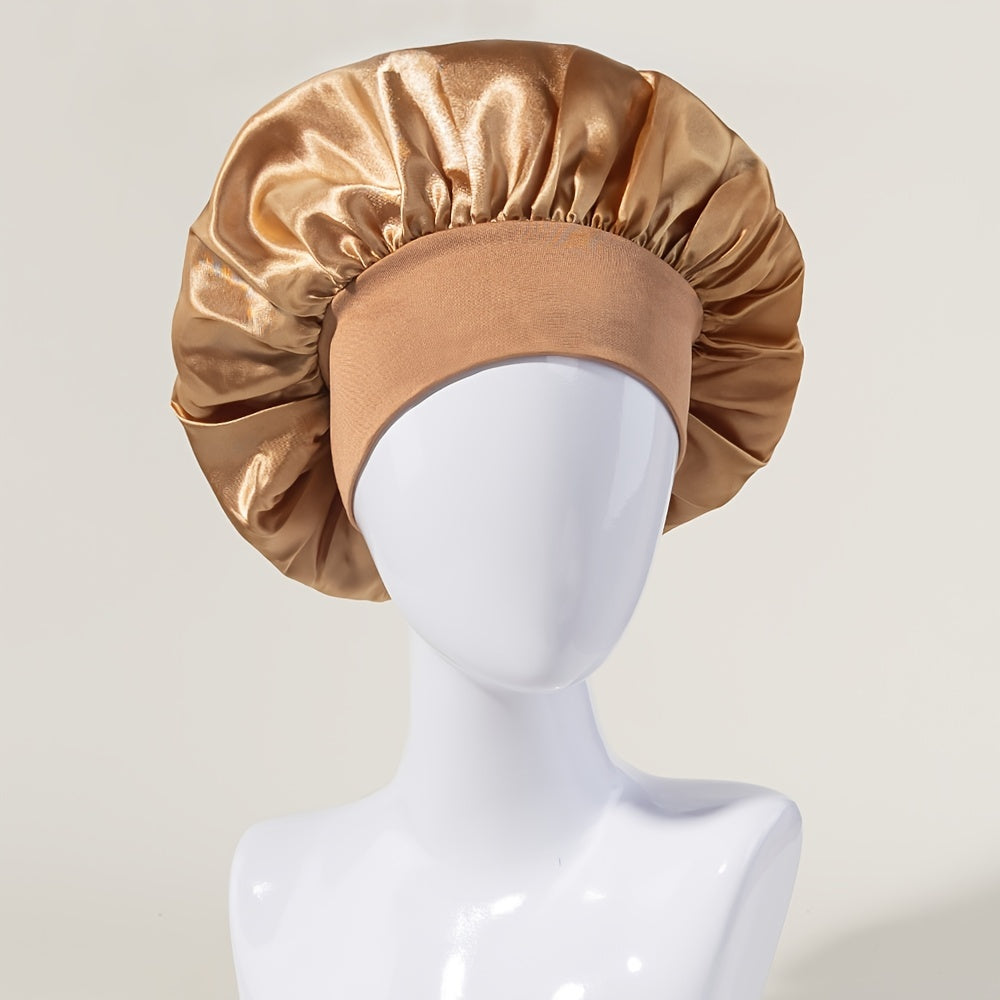 Women's Satin Sleeping Cap with Wide Elastic Band for Curly Hair