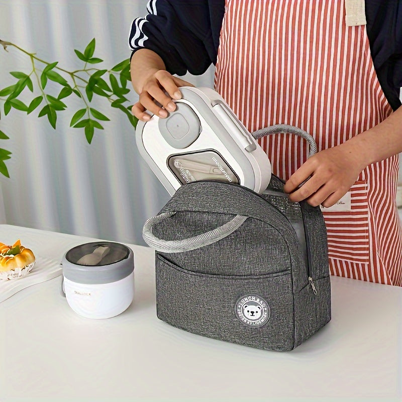 Portativ tushlik to'plami izolyatsiyalangan sumka, bento qutisi va jo'xori idishini o'z ichiga oladi - maktab, ish yoki pikniklar uchun mukammal - PP idish bilan foldable alyuminiy folga termal sumka mavjud.