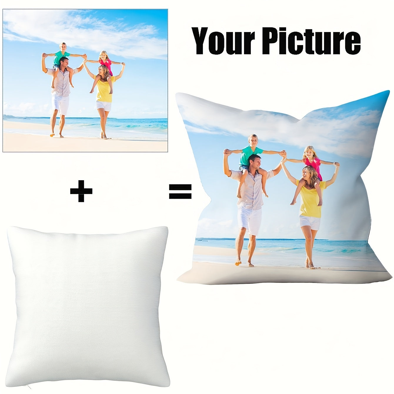 Personalized Photo Pillowcase Soft Polyester Knit for Sofa Bed Car Decor
