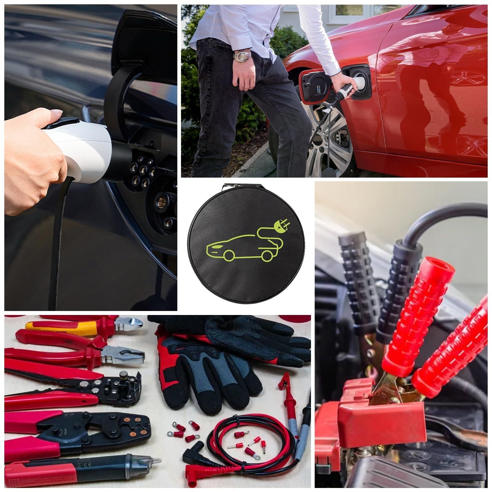 Electric Car Charger Cable Storage Bag Waterproof Organizer Case Portable Durable Universal