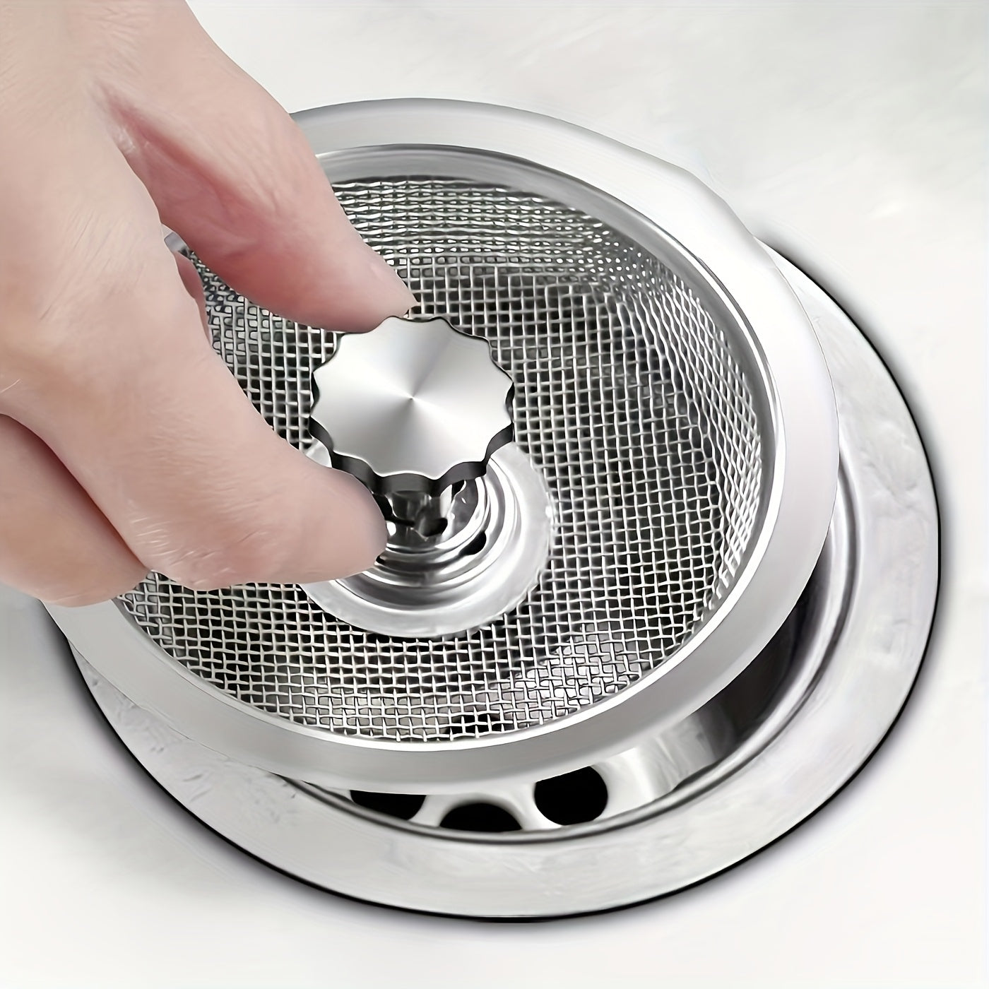 Stainless Steel Kitchen Sink Strainer with Dual Mesh Sizes for Clog Prevention