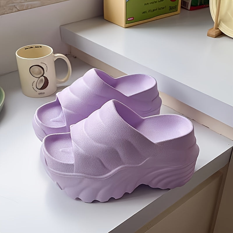 Women EVA Platform Shoes Thick Cushioned Heel Non-Slip Peep Toe Light Purple White