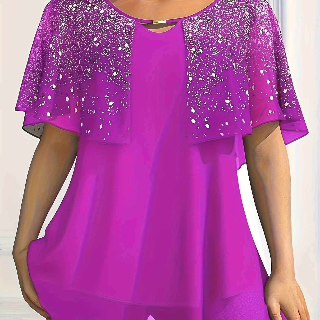 Plus Size Women's Chiffon Cardigan Black Starry Sky Pattern Lightweight Layering