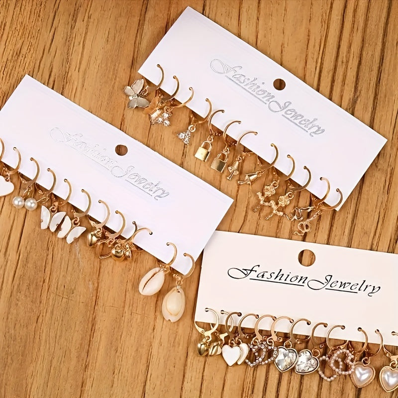 Ko'p maqsadli sirg'alar to'plami, yuraklar, kapalaklar, gullar va qo'ziqorinlar kabi nafis va oddiy dizaynlarga ega, zanglamaydigan po'latdan tayyorlangan postlar bilan sink qotishmasidan yasalgan, har kuni kiyish uchun mos.