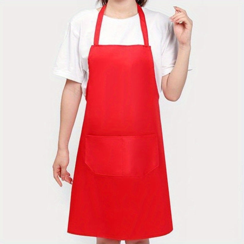 Polyester Apron with Pockets and Adjustable Halter Strap for Cooking Gardening Baking