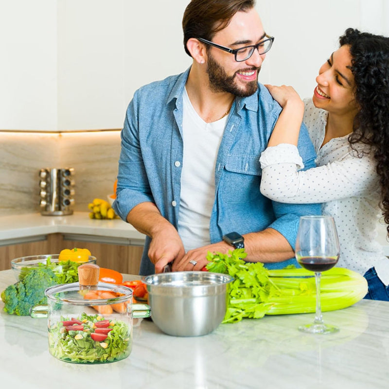 Кастрюля из стекла объемом 52 унции с ручками, безопасна для духовки, совместима с плитой, боросиликатное блюдо для запекания