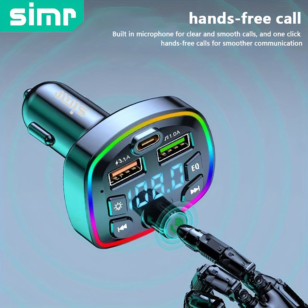 Avtomobillar uchun simsiz MP3 pleeri, USB Type C zaryadlovchi, FM uzatgich, Dual USB portlari