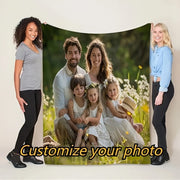 Personalized Photo Flannel Throw Blanket Custom Gift for Family and Friends