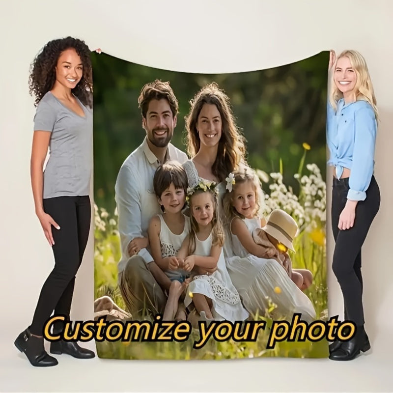 Personalized Photo Flannel Throw Blanket Custom Gift for Family and Friends