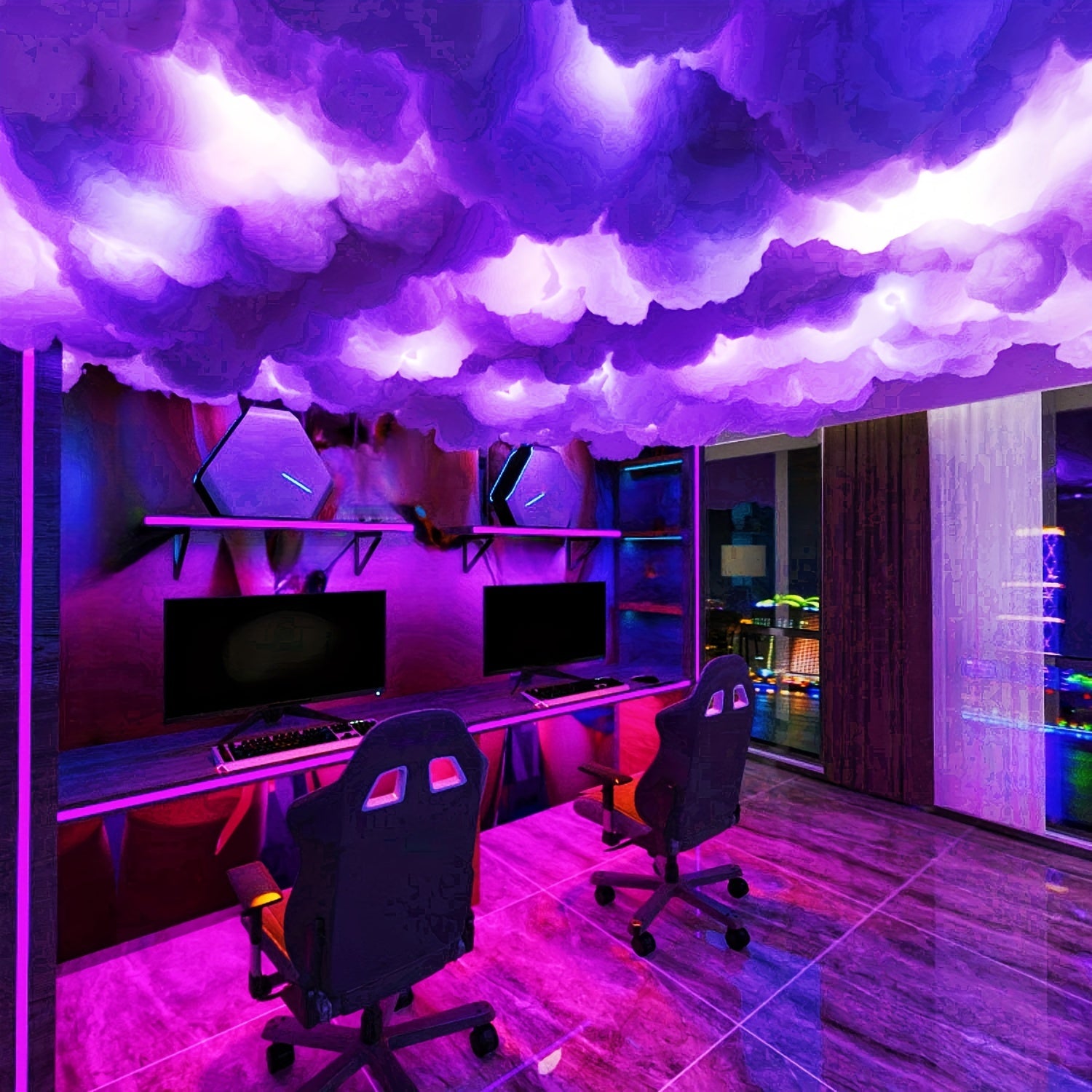 5m RGB LED Cloud Light Kit with Music Sync App Control USB Powered for Bedroom Gaming Party