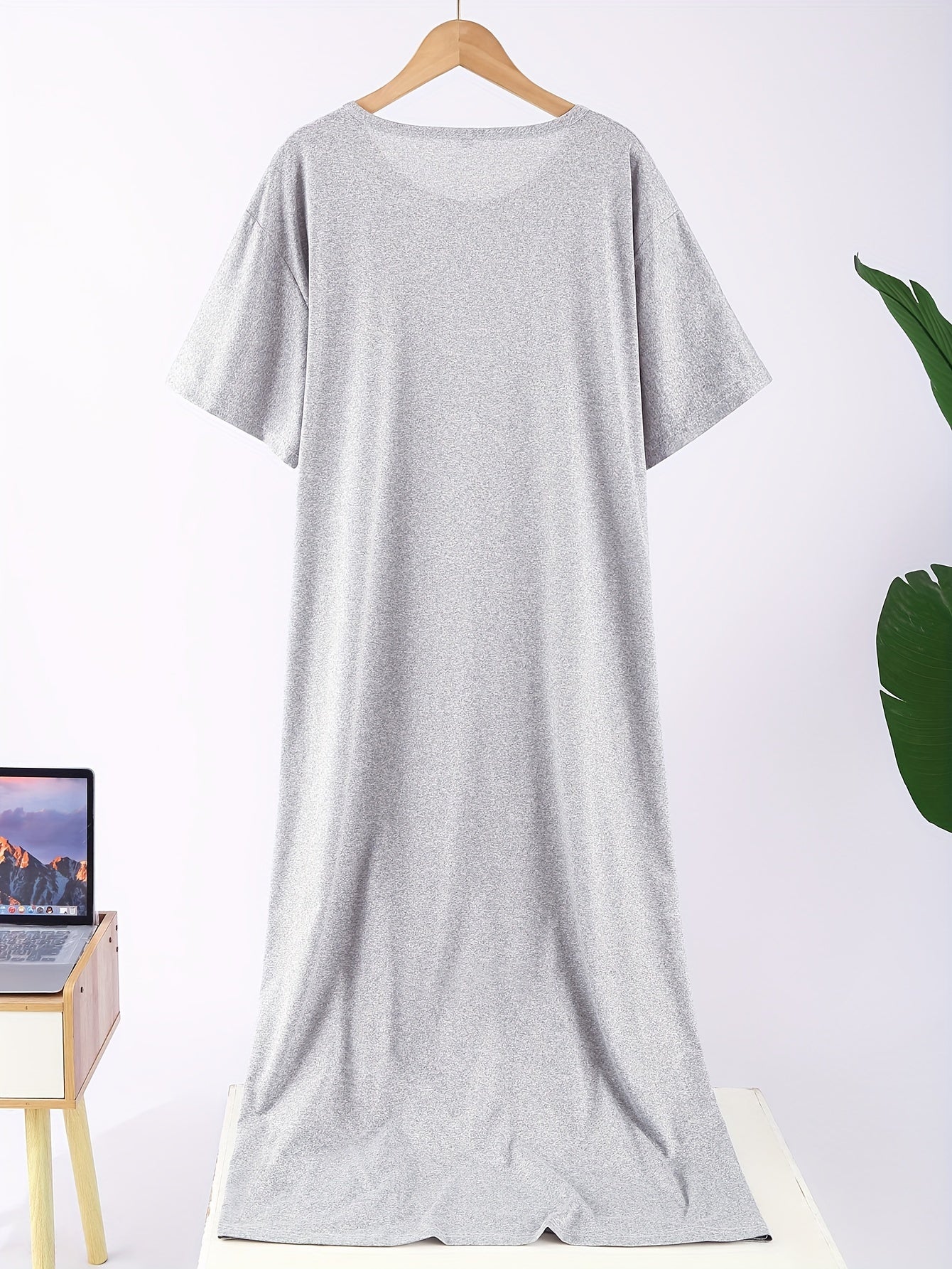 Женский комплект ночной одежды больших размеров, короткий рукав, однотонный ночной костюм