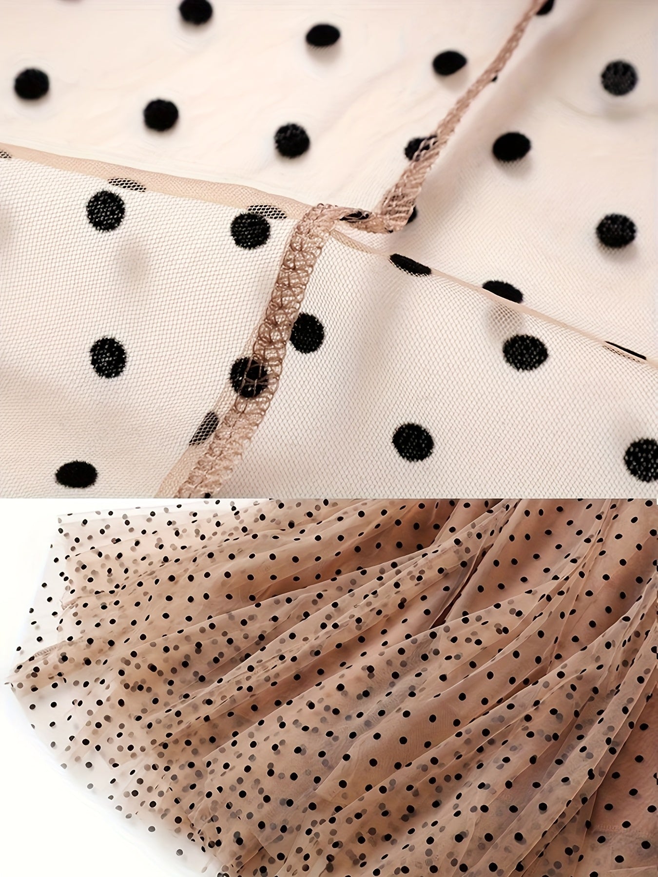 Falda midi de lunares de talla grande para mujer en línea A, con malla ligera y flocked