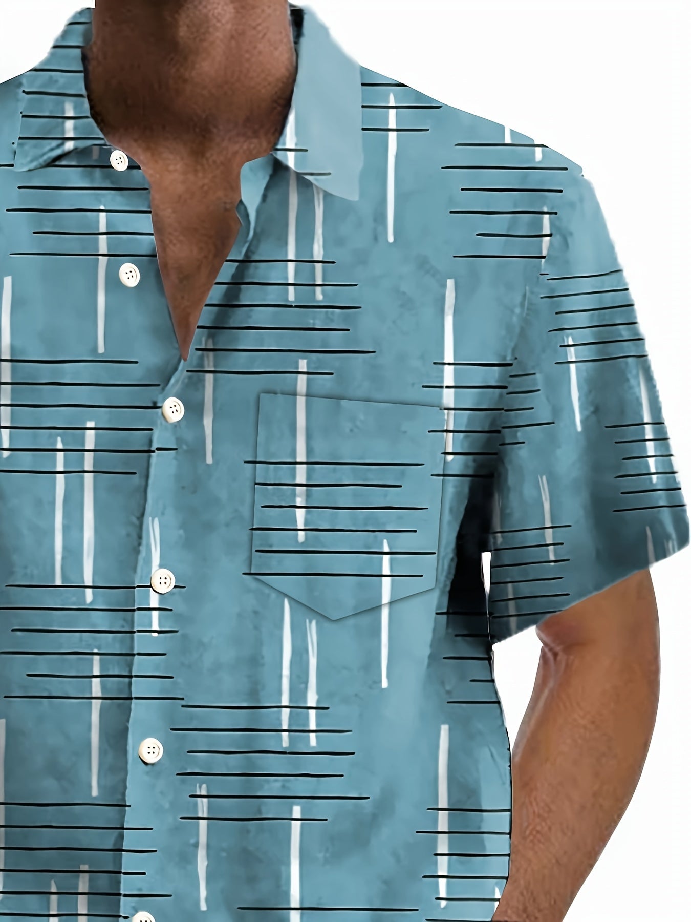Men's Plus Size Short Sleeve Shirt with Geometric 3D Line Print Button-Up Collared Summer Polyester