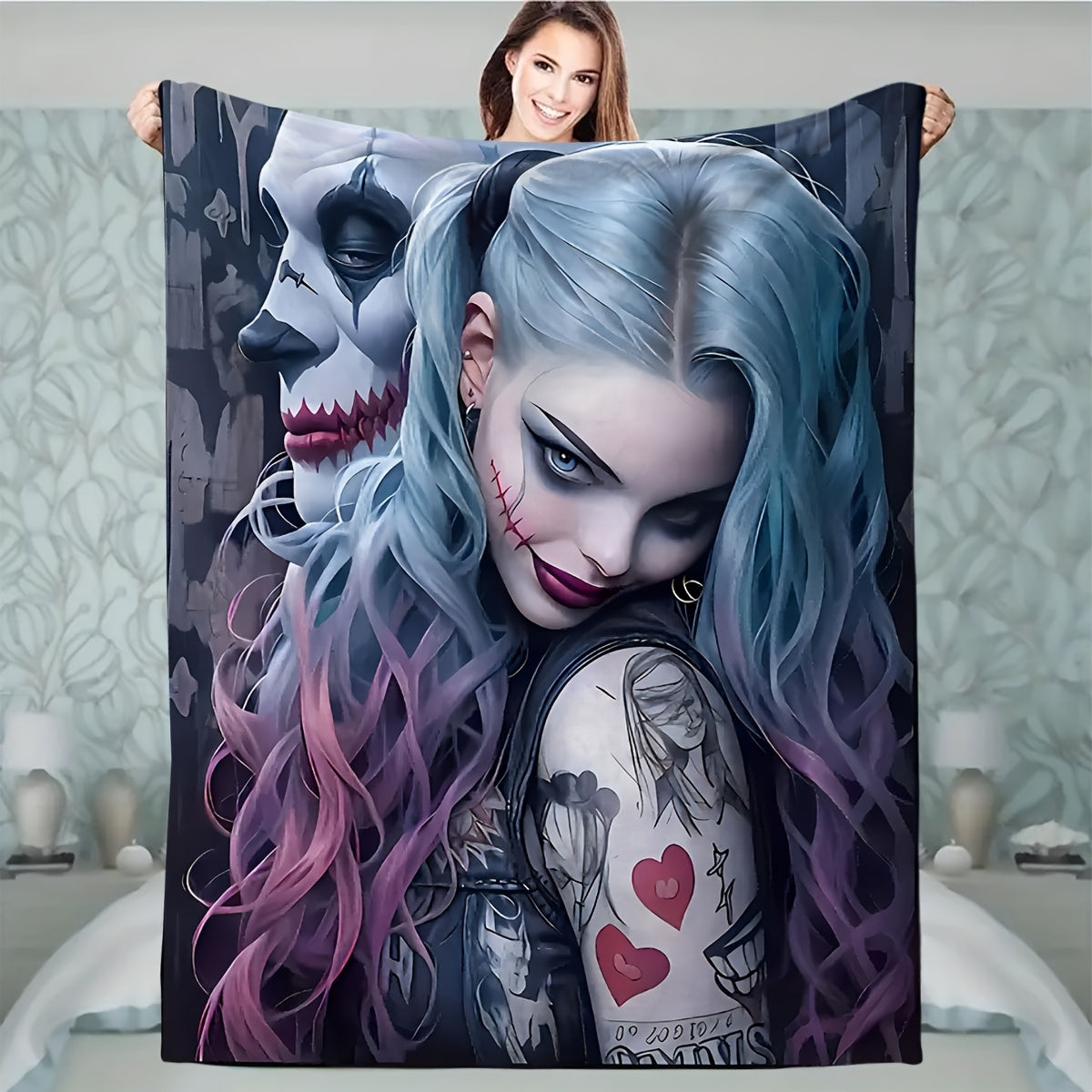 Cozy Clown-Themed Halloween Flannel Blanket for Couch Bed Camping and Travel