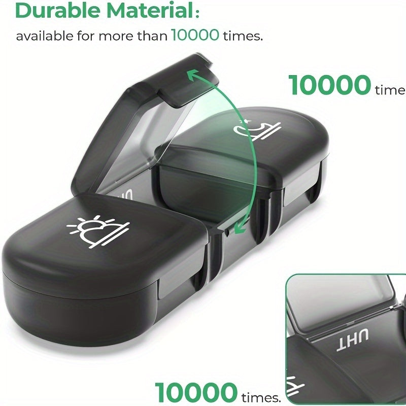 Organizador de pastillas de plástico unisex de 7 días, 14 compartimentos, fácil de presionar, arcoíris