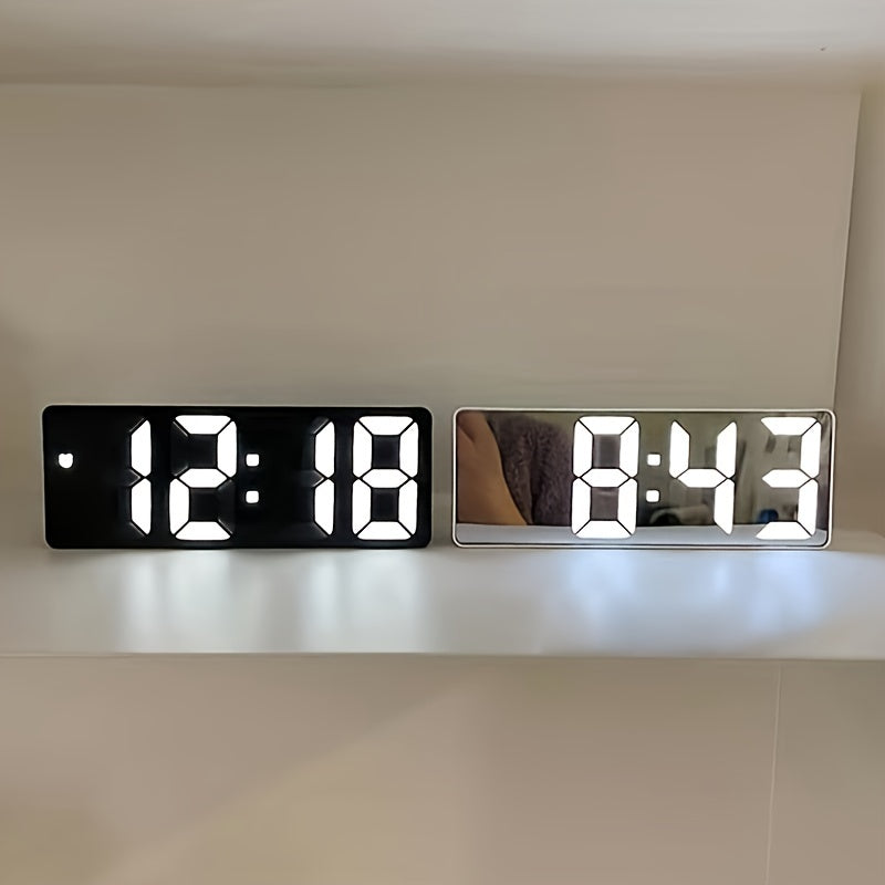 Smart LED Desk Alarm Clock with Voice Control Silent Snooze Wake Up