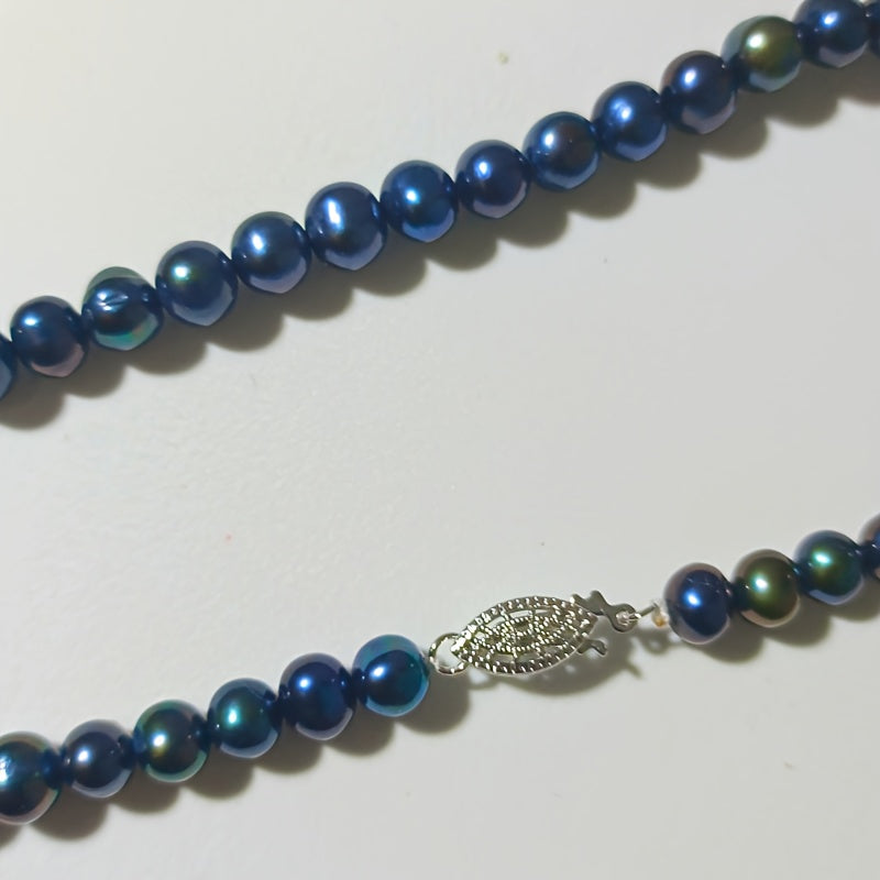 Unisex Freshwater Pearl Necklace with Silver Cut-Out Clasp Long Jewelry for Birthdays Weddings and Anniversaries