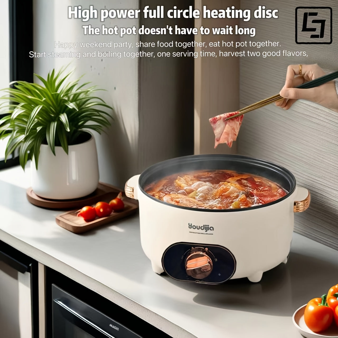 Cocina eléctrica de doble capa de 24cm con enchufe EU para hogar, autocaravana, oficina, dormitorio, sopa, salteado, arroz al vapor