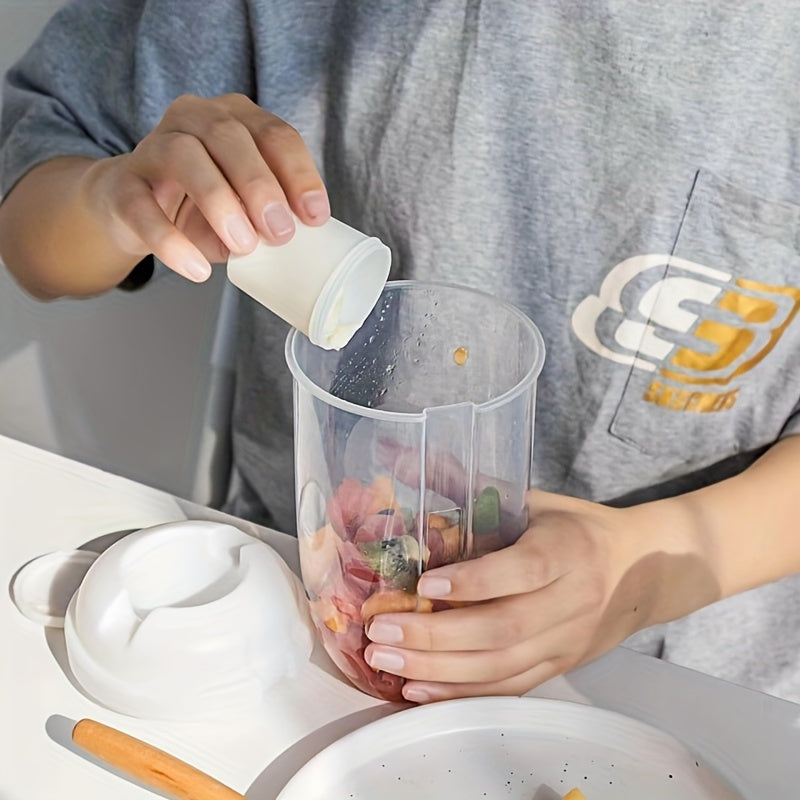 1000 мл салатный контейнер из пластика без BPA, овальной формы, с держателем для заправки и вилкой для овощей и фруктов на ходу