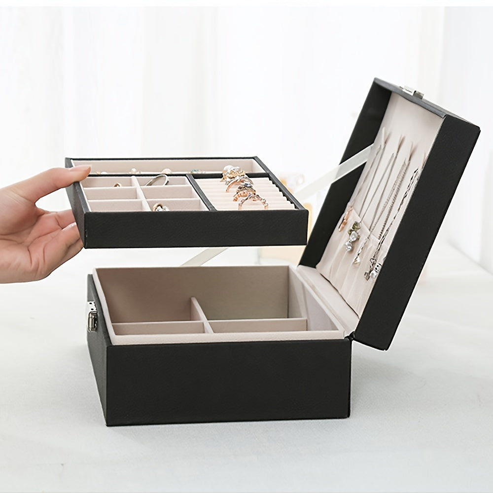 Большая вместительная шкатулка для украшений с замком для хранения цепочек, колец, серег