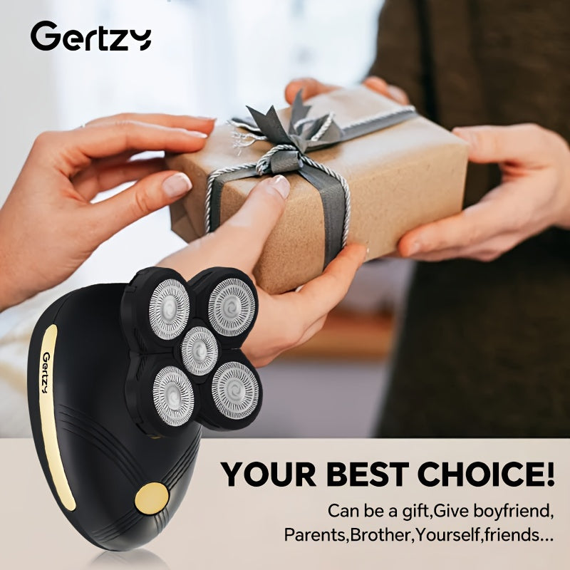 Electric Razor USB Rechargeable 5-Blade Rotary Shaver Nose Hair Trimmer Facial Cleaning Brush Stainless Steel Heads