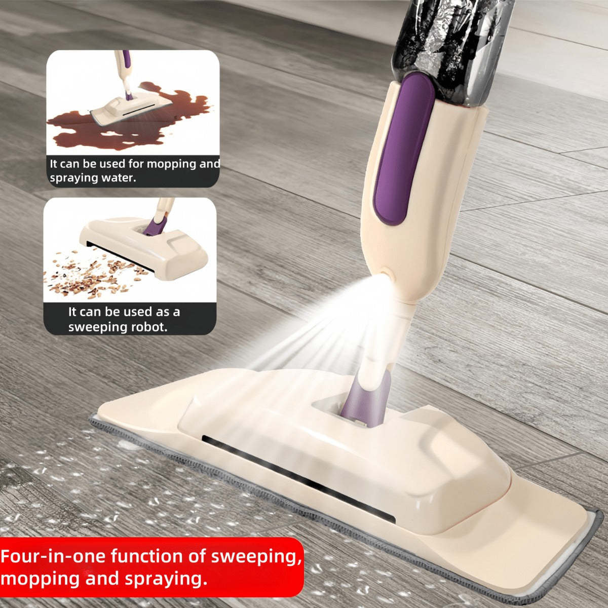 4-in-1 Handheld Spray Mop for Wet and Dry Floor Cleaning in Bedroom Bathroom Living Room
