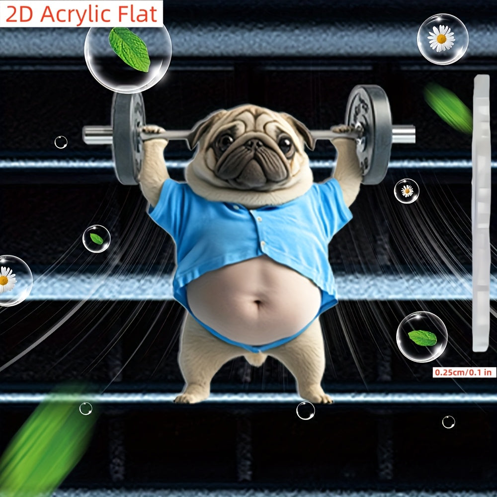 Yoqimli Pug 2D Akrilik Avtomobil Ventilatsiya Diffuseri Hidi Saqlovchi bilan Yostiqlar