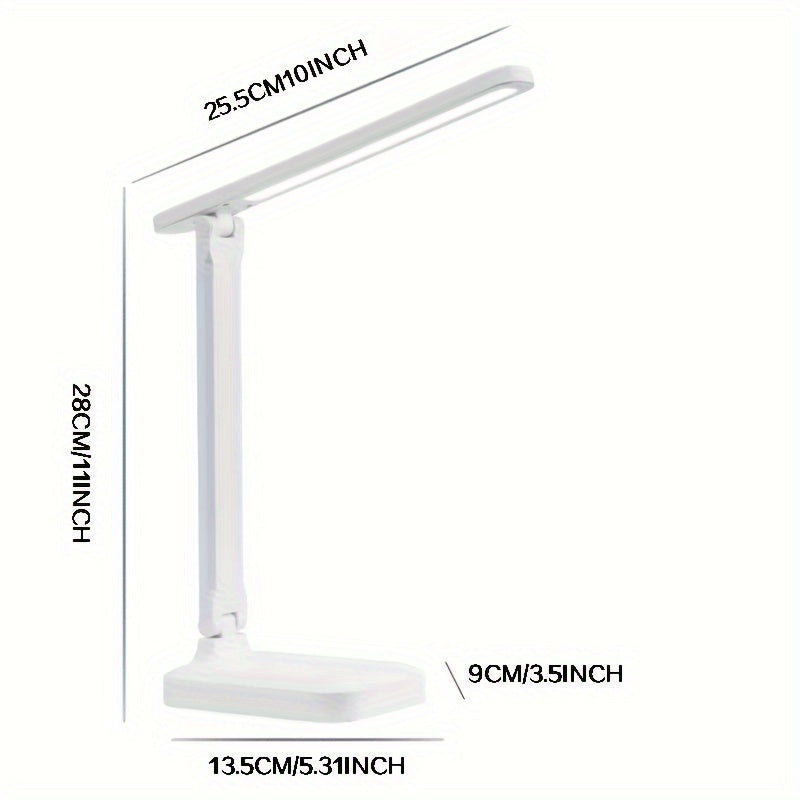 Adjustable White LED Desk Lamp with Color Changing Dimmable Light and Rechargeable Battery