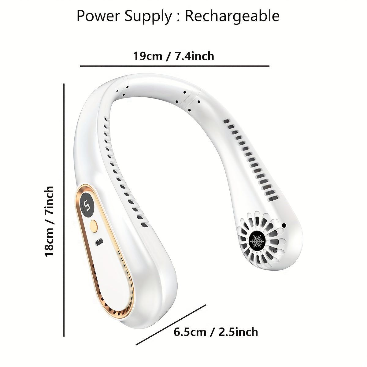 Portable Digital Neck Fan Bladeless USB Rechargeable 1200mAh Battery for Outdoor Camping Home