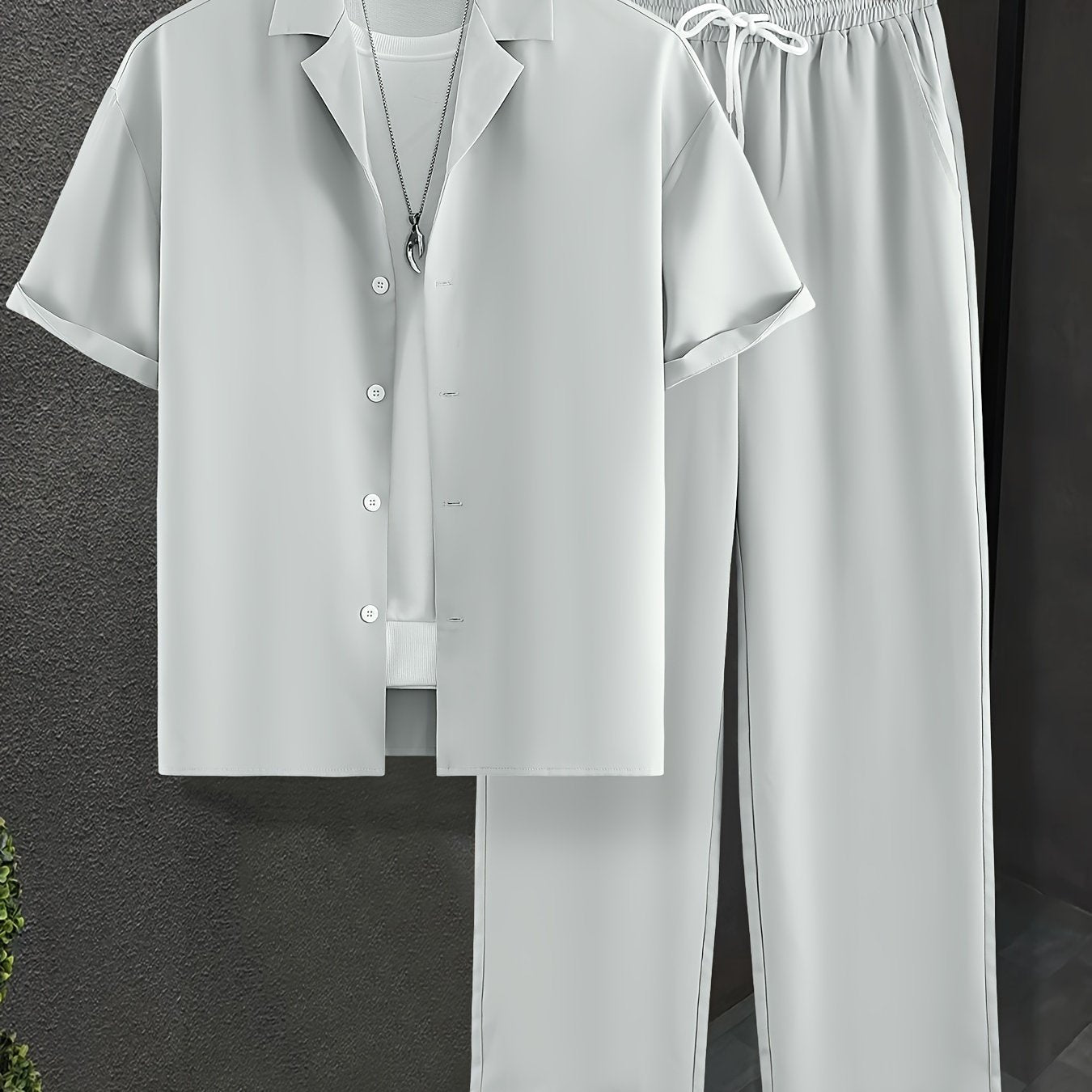 Men's Summer Outfit 2-Piece Loose Fit Shirt and Pants Casual Beach Holiday