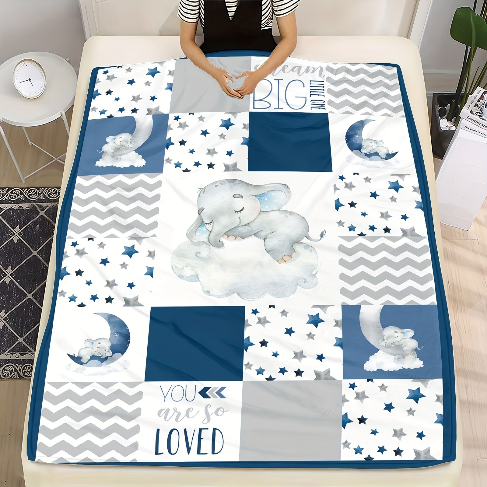 Elephant-Printed Flannel Blanket for Cozy Snuggling and Home Decor