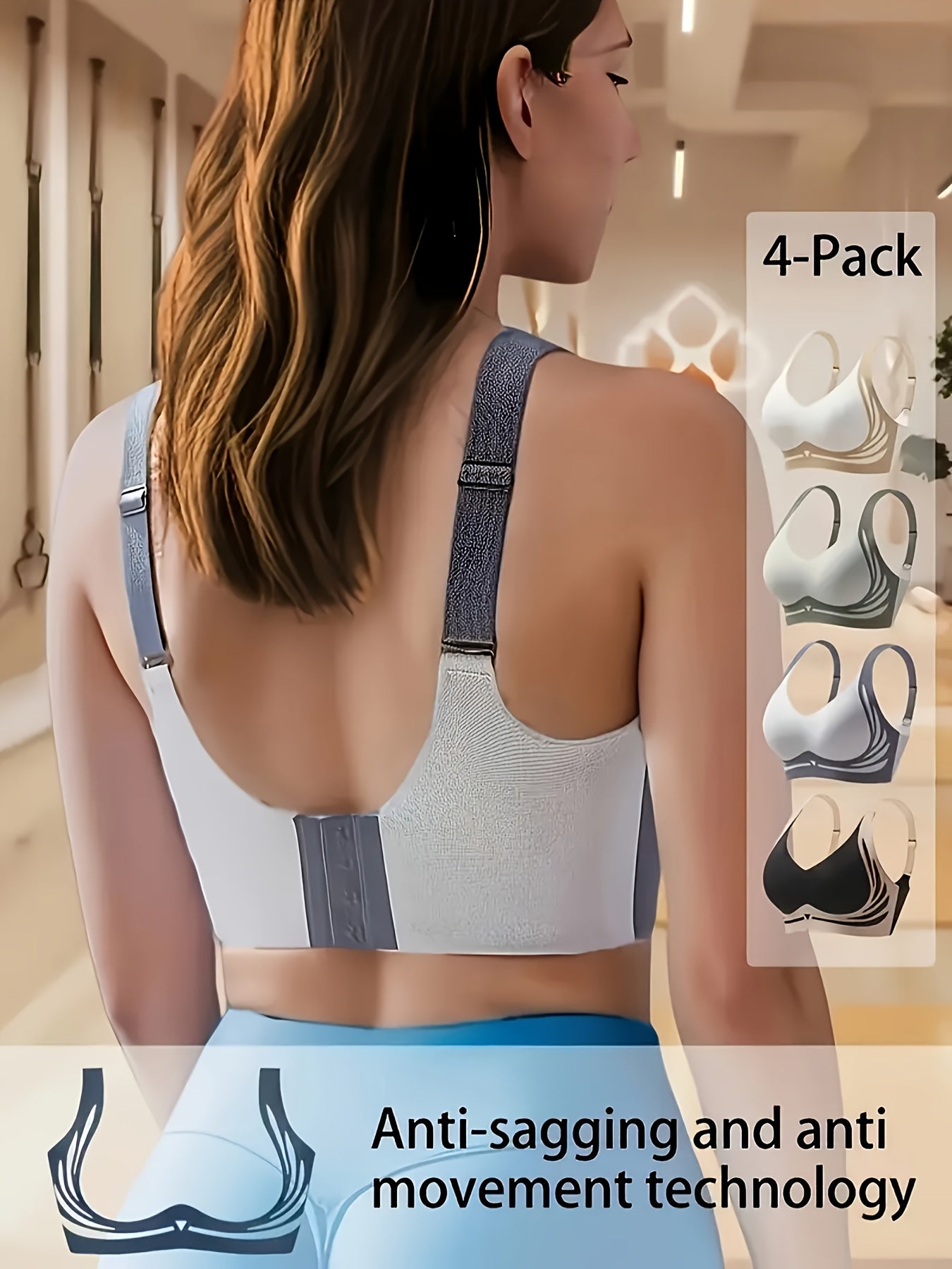 Plus Size Women's Summer Seamless Bra Set with Pattern and Color Block
