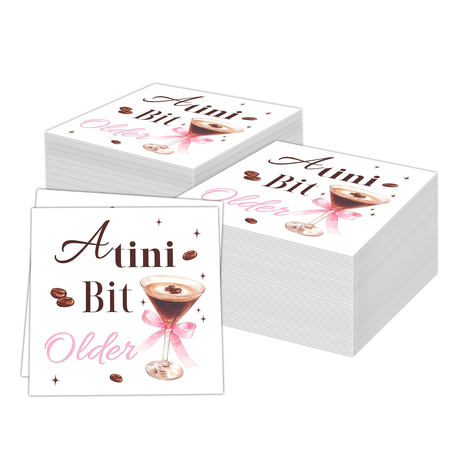 Set of 20 Brown Espresso Martini Napkins for Birthday or Bachelor Party Decoration