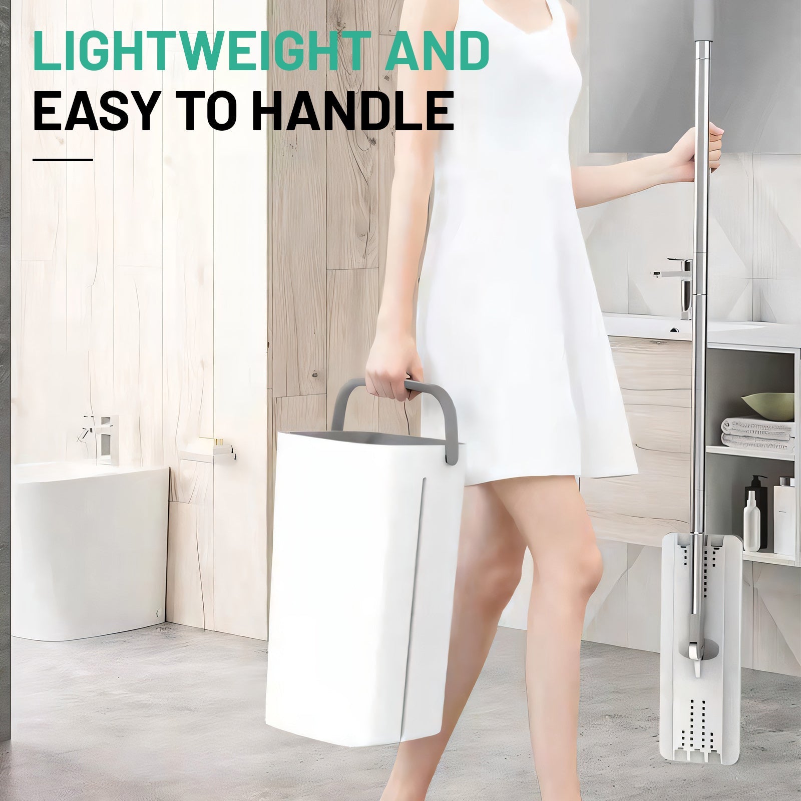 2-Piece Microfiber Mop Set with Telescopic Handle and 8 Pads for Wet Dry Cleaning