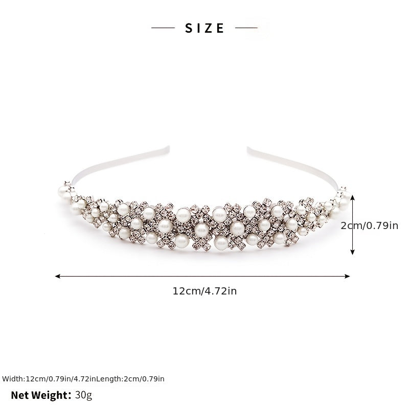 Faux Pearl and Rhinestone Hairband for Weddings Parties and Cosplay