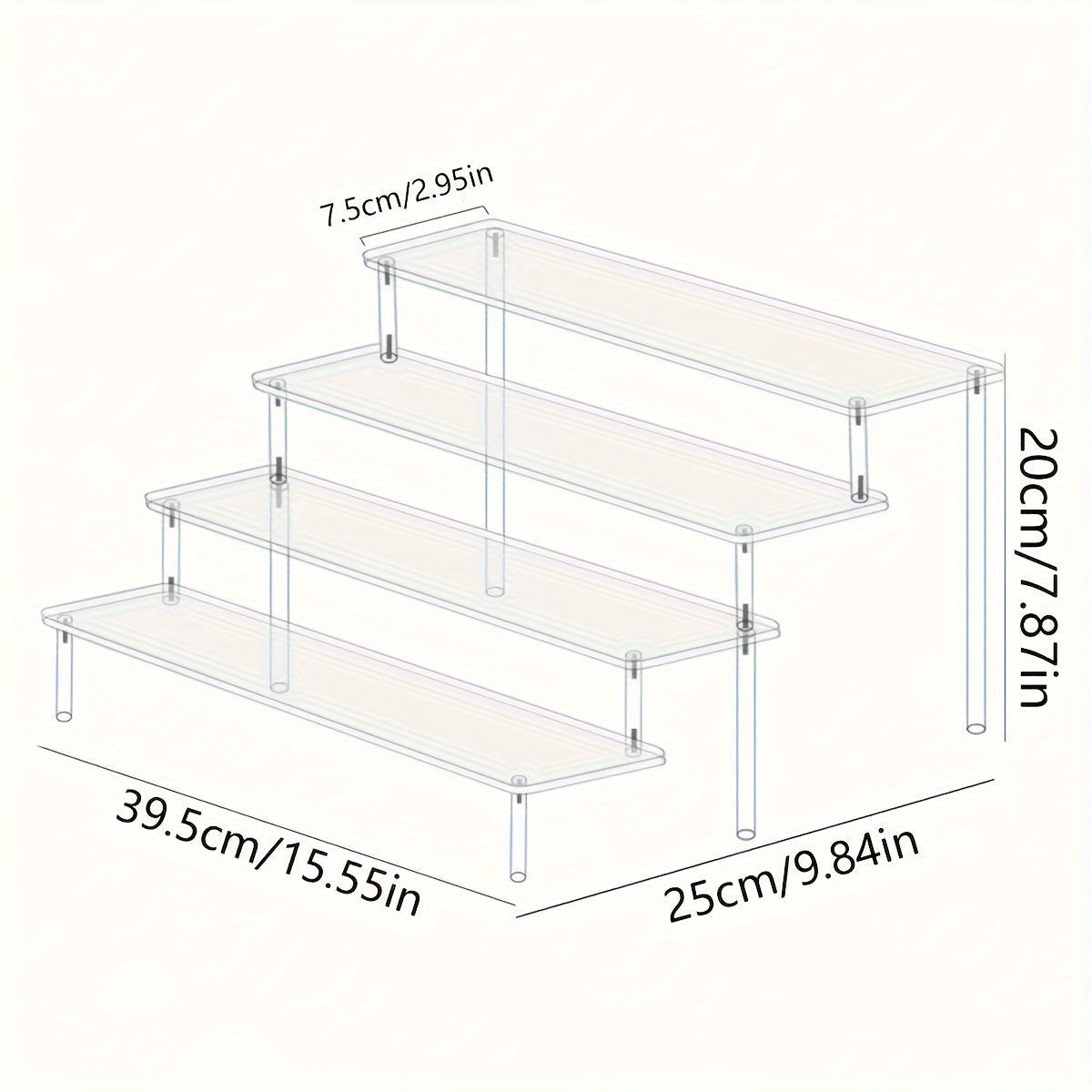 Transparent Ladder Style Storage Rack for Perfumes Lipsticks Nail Polishes and Skincare Multi-Functional Display Shelf