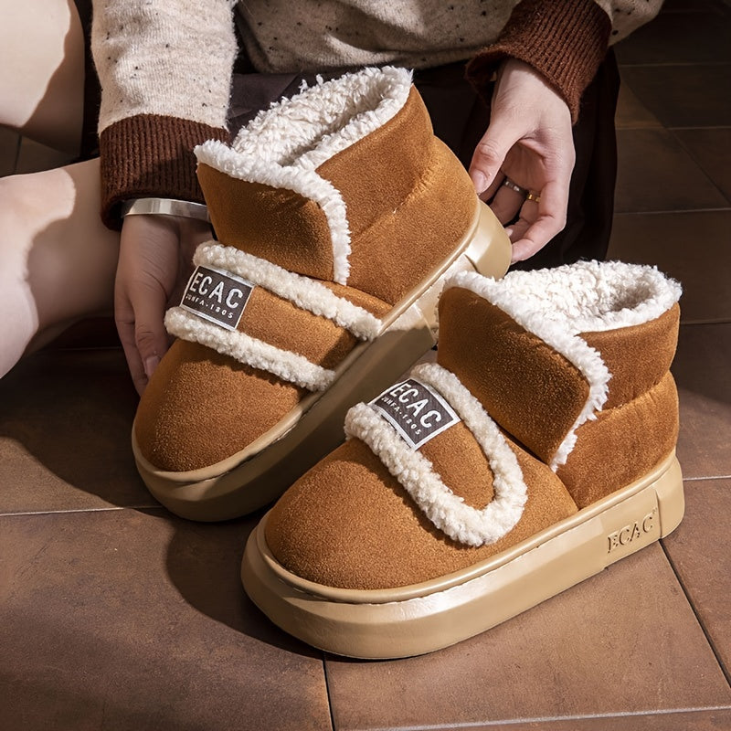 Women's Ankle Boots Minimalist High-Top Short Plush Lined Color Block