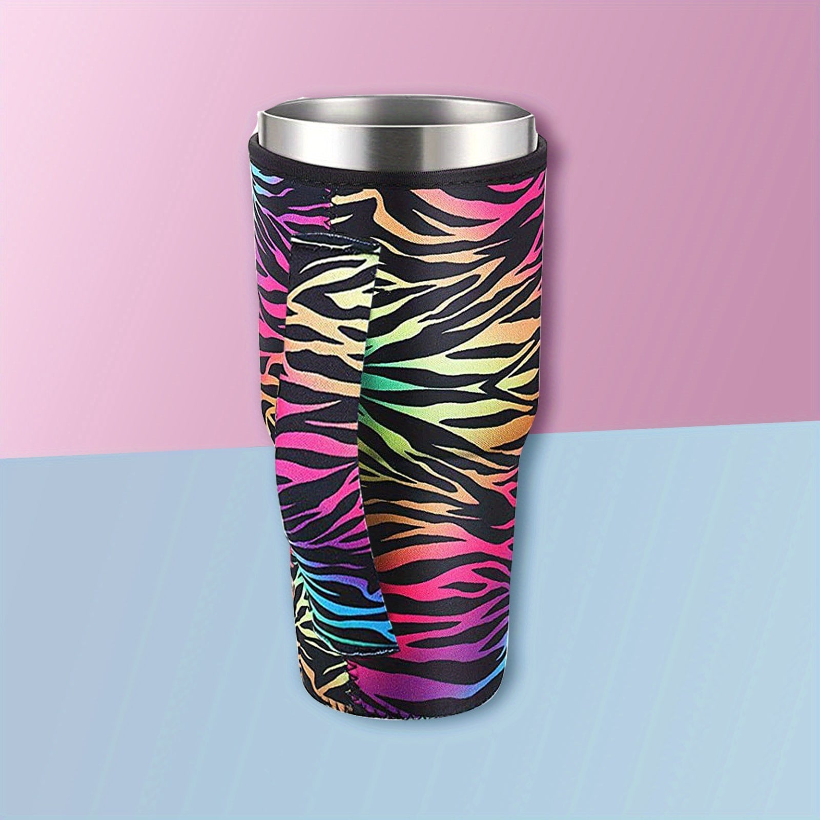Reusable Neoprene Coffee Sleeve for Cold Beverages Leopard Print Insulated Cup Holder