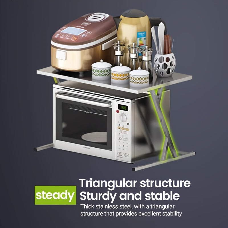 Stainless Steel Microwave Stand with Storage Rack Space-saving Kitchen Organizer