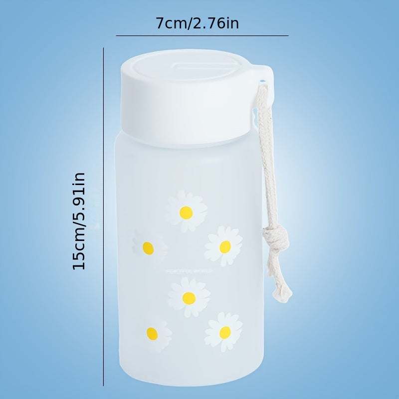 Leakproof Water Bottle with Chrysanthemum Print BPA-Free Plastic for School Outdoor Use