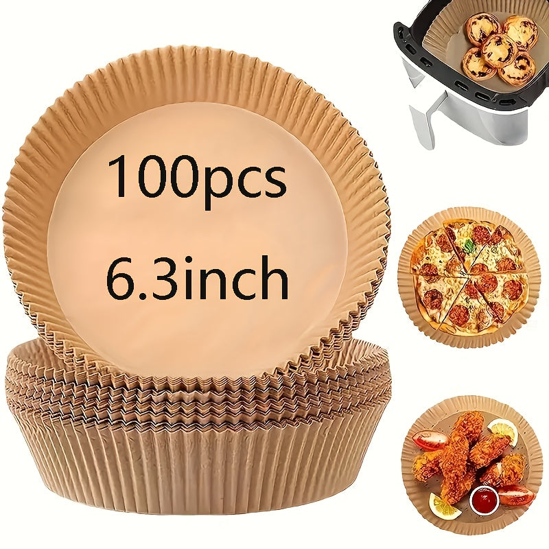 Disposable Air Fryer Liners 100pcs Water-resistant Parchment Paper for Air Fryer Outdoor Cooking Kitchen Accessories