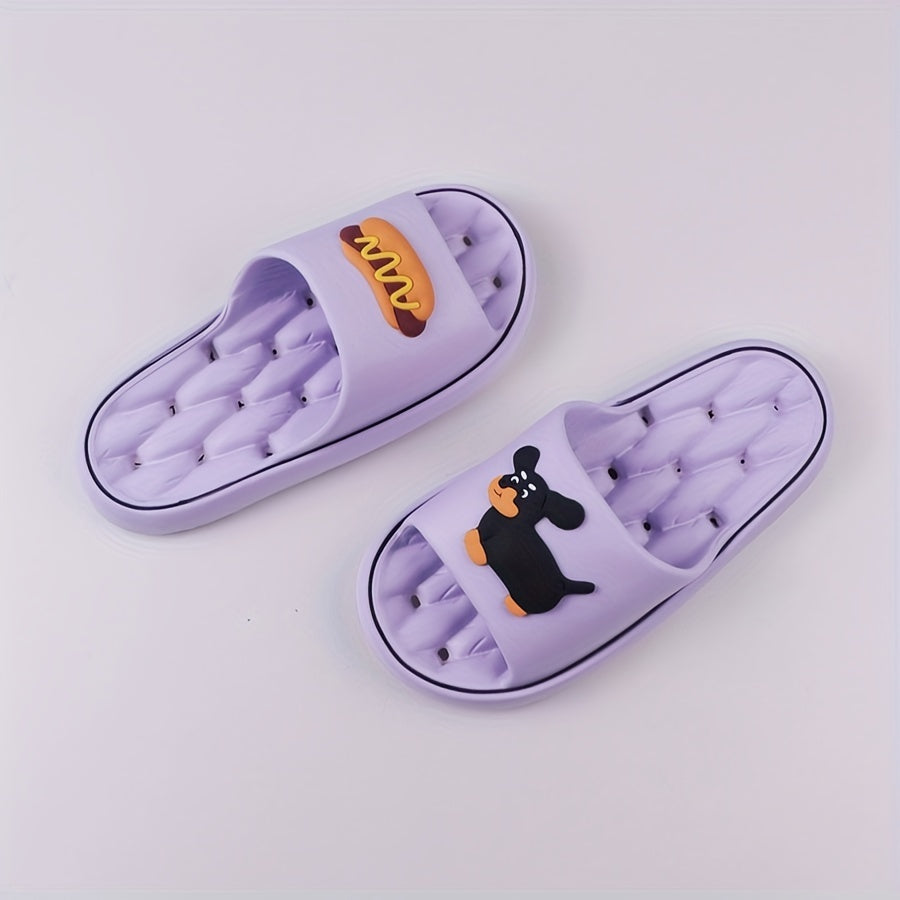 Women's EVA Slippers with Sausage Dog Print Anti-Slip Breathable Open Toe