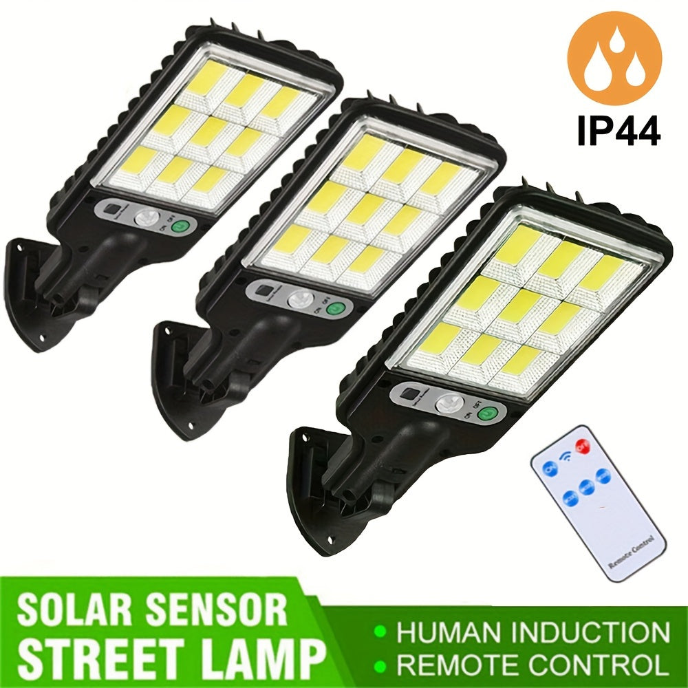 Solar Motion Sensor Lights with Remote Control 3 Pack Solar Powered Floodlights for Garden Yard Patio