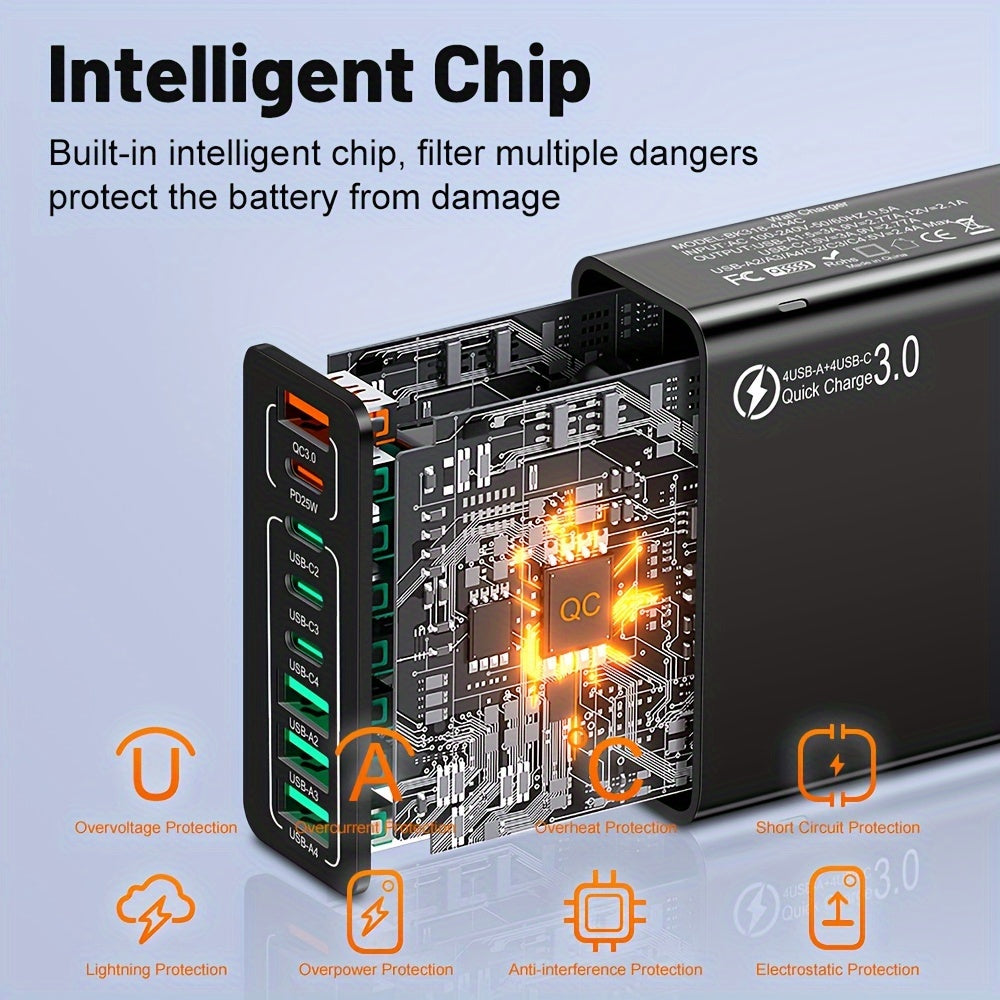 45W Multiport USB C Wall Charger Fast Charging for iPhone Samsung QC 3.0